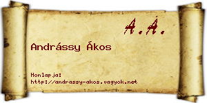 Andrássy Ákos névjegykártya